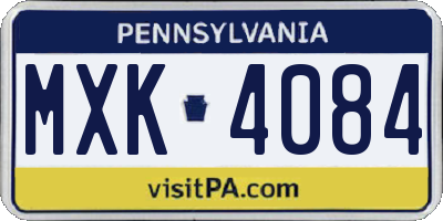 PA license plate MXK4084