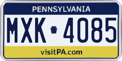 PA license plate MXK4085