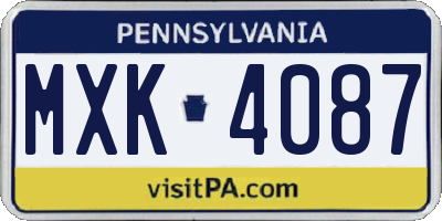 PA license plate MXK4087