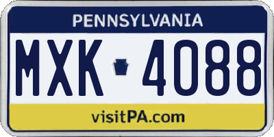 PA license plate MXK4088