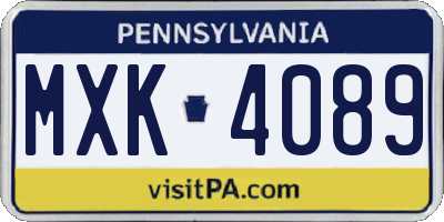 PA license plate MXK4089