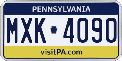 PA license plate MXK4090