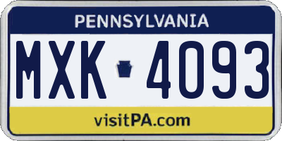 PA license plate MXK4093