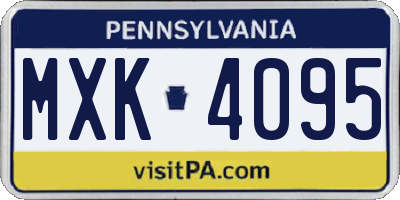PA license plate MXK4095