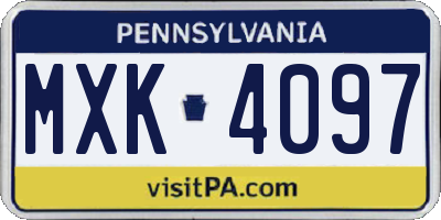 PA license plate MXK4097