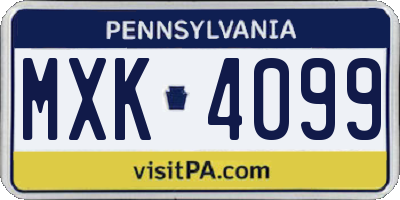 PA license plate MXK4099