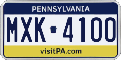 PA license plate MXK4100
