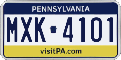 PA license plate MXK4101