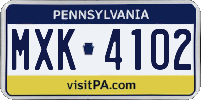 PA license plate MXK4102