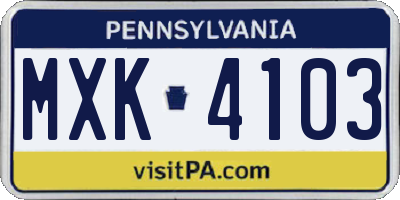 PA license plate MXK4103