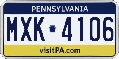 PA license plate MXK4106