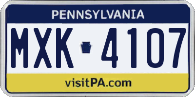 PA license plate MXK4107