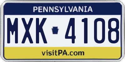 PA license plate MXK4108