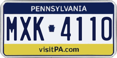 PA license plate MXK4110