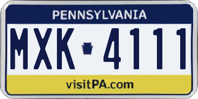 PA license plate MXK4111