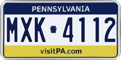 PA license plate MXK4112