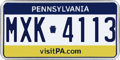 PA license plate MXK4113