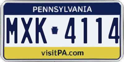 PA license plate MXK4114