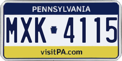 PA license plate MXK4115