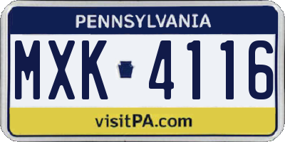 PA license plate MXK4116