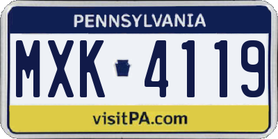 PA license plate MXK4119