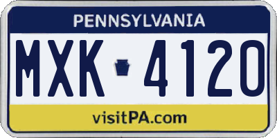 PA license plate MXK4120