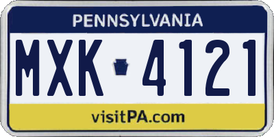 PA license plate MXK4121