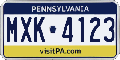 PA license plate MXK4123