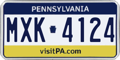 PA license plate MXK4124