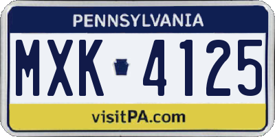PA license plate MXK4125