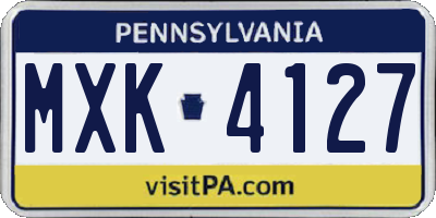 PA license plate MXK4127