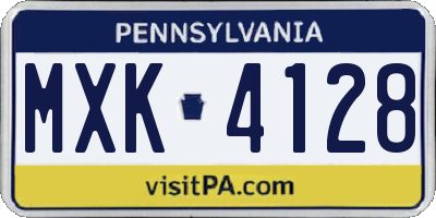 PA license plate MXK4128
