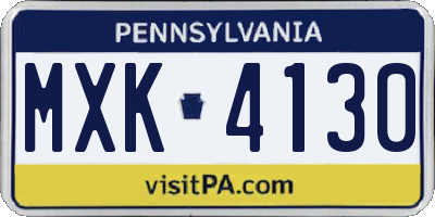 PA license plate MXK4130