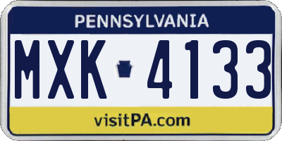 PA license plate MXK4133