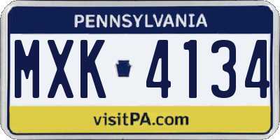 PA license plate MXK4134