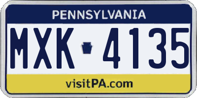 PA license plate MXK4135