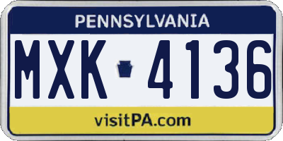 PA license plate MXK4136