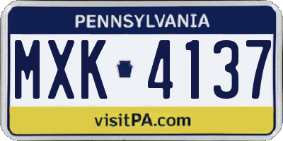 PA license plate MXK4137