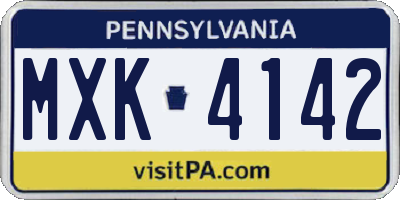 PA license plate MXK4142