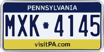 PA license plate MXK4145