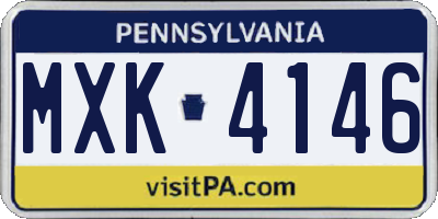 PA license plate MXK4146