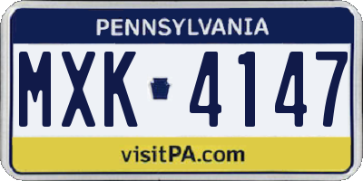 PA license plate MXK4147