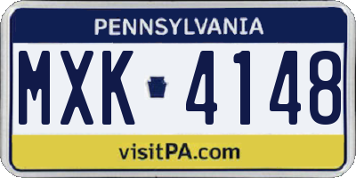 PA license plate MXK4148
