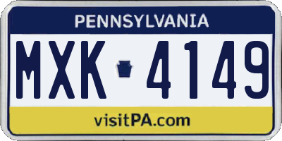 PA license plate MXK4149