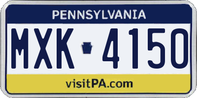 PA license plate MXK4150