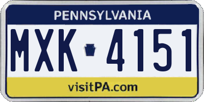 PA license plate MXK4151