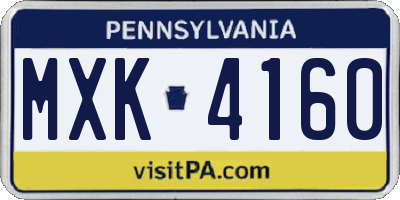 PA license plate MXK4160