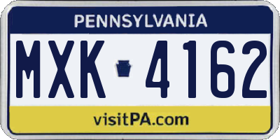 PA license plate MXK4162