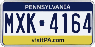 PA license plate MXK4164