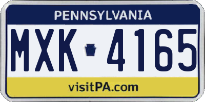 PA license plate MXK4165